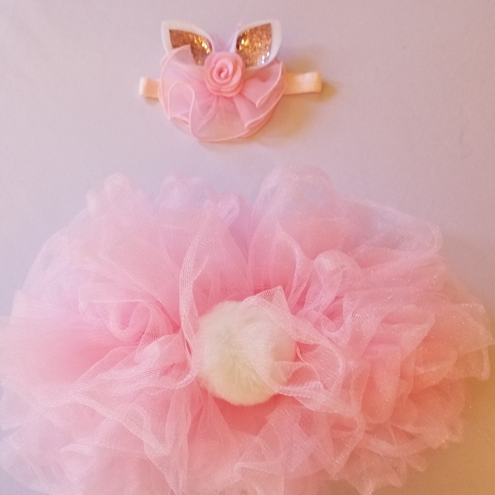 Elly & Emmy Pink TuTu Bunny Tail and Headband Set